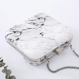 PU Women Messenger Shoulder Bag Retro Evening Clutches Marble Print Clutch Bag