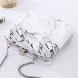 PU Women Messenger Shoulder Bag Retro Evening Clutches Marble Print Clutch Bag