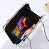 PU Women Messenger Shoulder Bag Retro Evening Clutches Marble Print Clutch Bag