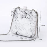 PU Women Messenger Shoulder Bag Retro Evening Clutches Marble Print Clutch Bag