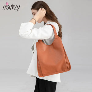 PU Leather Handbag Large Capacity Casual Tote Bag Shoulder Bag