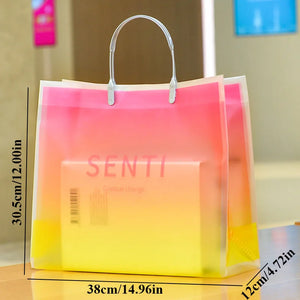 Transparent Frosted Plastic Tote Hanbag Shopper Reusable Shopping Bag