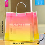Transparent Frosted Plastic Tote Hanbag Shopper Reusable Shopping Bag