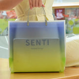 Transparent Frosted Plastic Tote Hanbag Shopper Reusable Shopping Bag