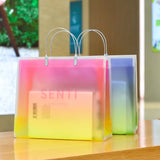 Transparent Frosted Plastic Tote Hanbag Shopper Reusable Shopping Bag