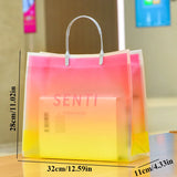 Transparent Frosted Plastic Tote Hanbag Shopper Reusable Shopping Bag