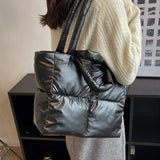 Winter Padded Large Tote Shoulder Bag for Women