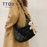 Quilted Nylon Woman Shoulder Bag Crossbody Winter Hobo