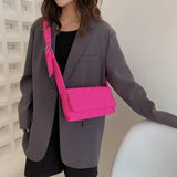 Quilted Crossbody Bag Solid Shopper Pouch Belt Buckle Women Shoulder Bag