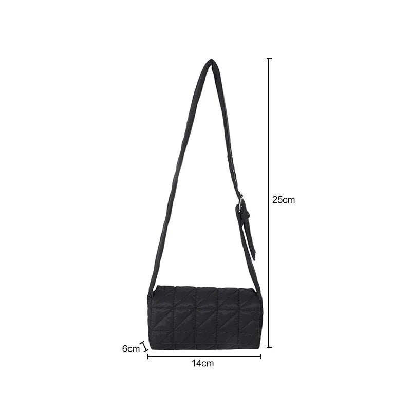 Quilted Crossbody Bag Solid Shopper Pouch Belt Buckle Women Shoulder Bag
