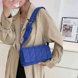 Quilted Crossbody Bag Solid Shopper Pouch Belt Buckle Women Shoulder Bag