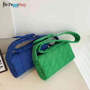 Quilted Crossbody Bag for Women Belt Buckle Shoulder Handbag