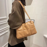 Padded Women Shoulder Bags Pu Space Cotton Crossbody Bag Large Square Women Clut