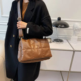 Padded Women Shoulder Bags Pu Space Cotton Crossbody Bag Large Square Women Clut