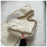Padded Women Shoulder Bags Pu Space Cotton Crossbody Bag Large Square Women Clut