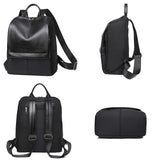 Panelled Backpack Women Preppy Style School Bags for Girls PU Leather Backpacks
