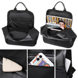 Panelled Backpack Women Preppy Style School Bags for Girls PU Leather Backpacks