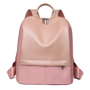 Panelled Backpack Women Preppy Style School Bags for Girls PU Leather Backpacks