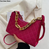 Golden Chain Leather Shoulder Purse Wedding Square Handbag
