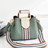 Patchwork Bag Wide Strap PU Leather Two Straps Women Shoulder Crossbody Bag