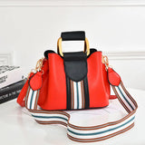 Patchwork Bag Wide Strap PU Leather Two Straps Women Shoulder Crossbody Bag