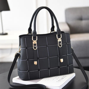 Plaid Leather Women Shoulder Bag High-capacity Messenger Clutch Handbag