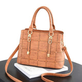 Plaid Leather Women Shoulder Bag High-capacity Messenger Clutch Handbag