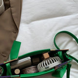 Patchwork Shoulder Bag For Women PU Leather Crossbody Bag with Scarf Handle