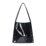 Vintage Patent Leather Women Shoulder Bag Large Capacity Travel Tote