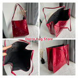 Vintage Patent Leather Women Shoulder Bags Large Capacity Ladies Shopping Bag
