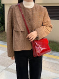 Red Patent Leather Sling Bag PU Crossbody Shoulder Messenger Bag