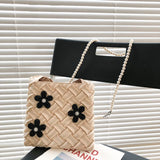 Pearls Chains Shoulder Bag Crossbody Purse Small Messenger Handbag Totes