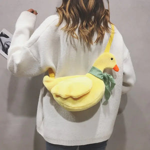 Personality Cartoon Plush Duck Women Messenger Bag