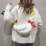 Personality Cartoon Plush Duck Women Messenger Bag