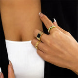 Personality Geometric Hollow Out Combination Ring
