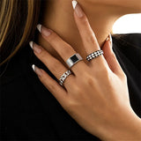Personality Geometric Hollow Out Combination Ring