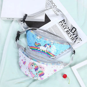 Sequins Print Unicorn Kids Fanny Pack Shoulder Belt Bag