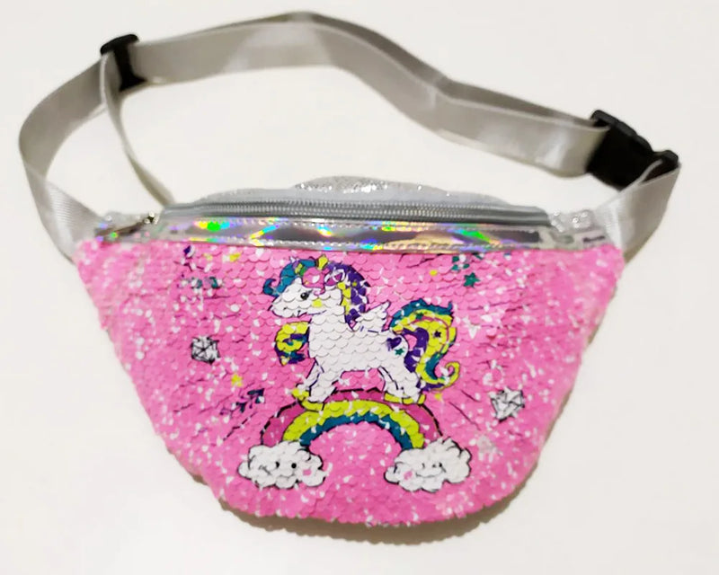 Sequins Print Unicorn Kids Fanny Pack Shoulder Belt Bag