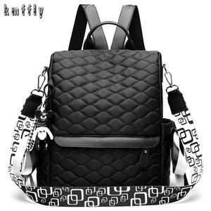Plaid Canvas Women Backpack Anti-theft Shoulder Bag School Bag
