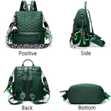 Plaid Canvas Women Backpack Anti-theft Shoulder Bag School Bag