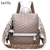 Plaid Canvas Women Backpack Anti-theft Shoulder Bag School Bag
