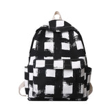 Plaid Canvas Women Backpack for College Students