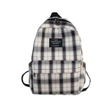 Plaid Canvas Women Backpack College Student Teenage Girl School Bags