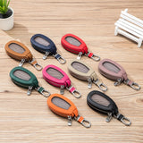 Plaid Car Key Bag Leather Keys Organizer Zip Key Case Wallet
