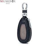 Plaid Car Key Bag Leather Keys Organizer Zip Key Case Wallet