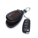 Plaid Car Key Bag Leather Keys Organizer Zip Key Case Wallet