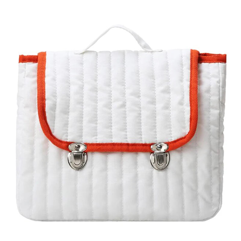 Plaid Cotton Fabric Backpack Vintage Diamond Lattice Backpacks School Bag