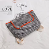 Plaid Cotton Fabric Backpack Vintage Diamond Lattice Backpacks School Bag