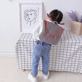 Plaid Cotton Fabric Backpack Vintage Diamond Lattice Backpacks School Bag