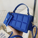 Plaid Flap Square Bag For Women PU Crossbody Shoulder Messenger Handbag